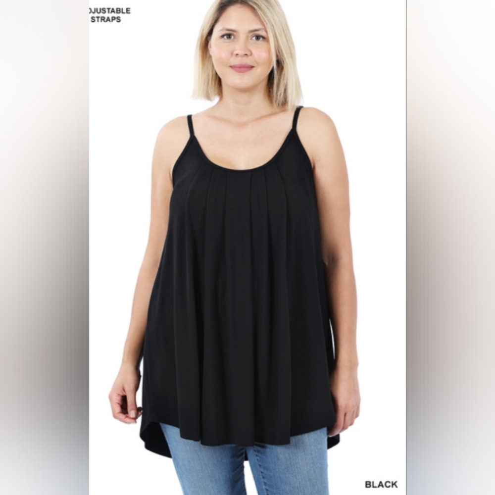 Zenana plus size pleated spaghetti strap cami
